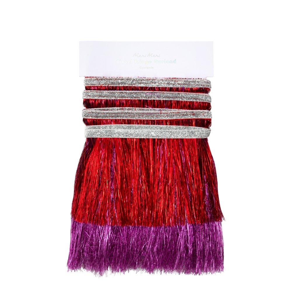 Red & Pink Tinsel Fringe Garland