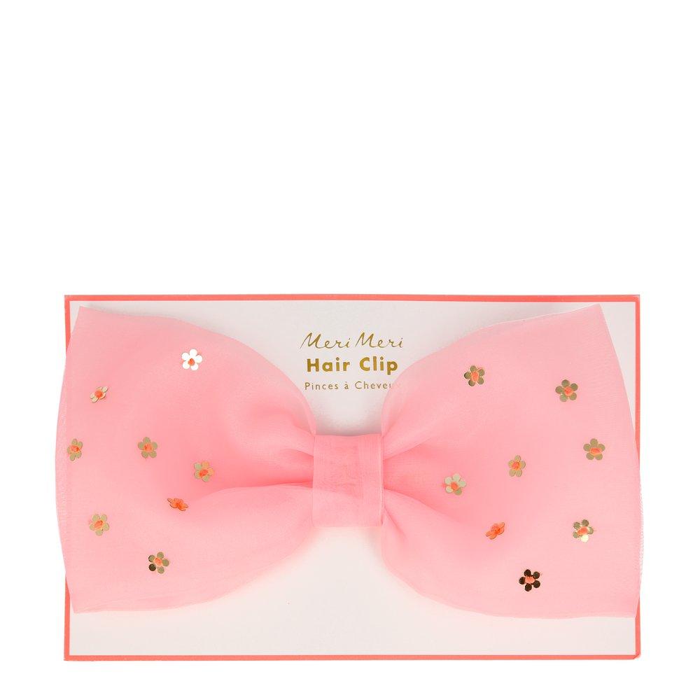 Flower Sequin Bow Hair Clip