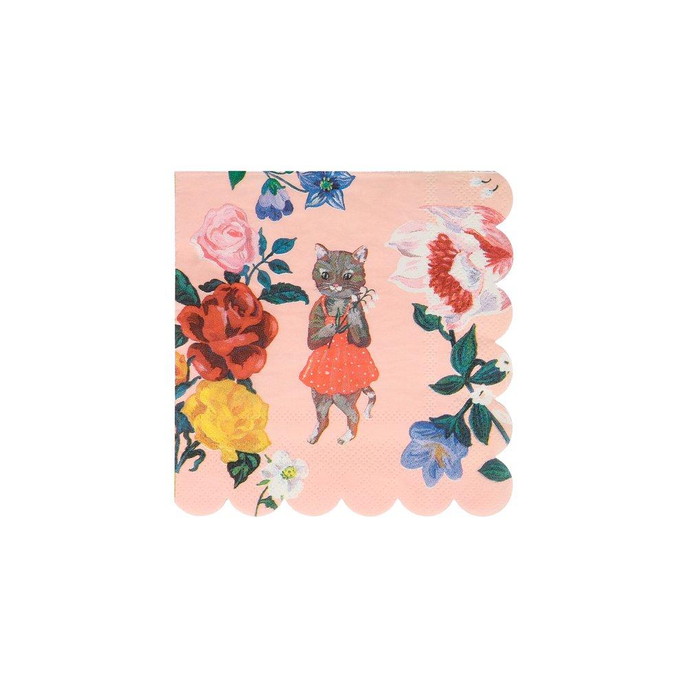 Nathalie Lete Flora Cat Small Napkins (set of 20)