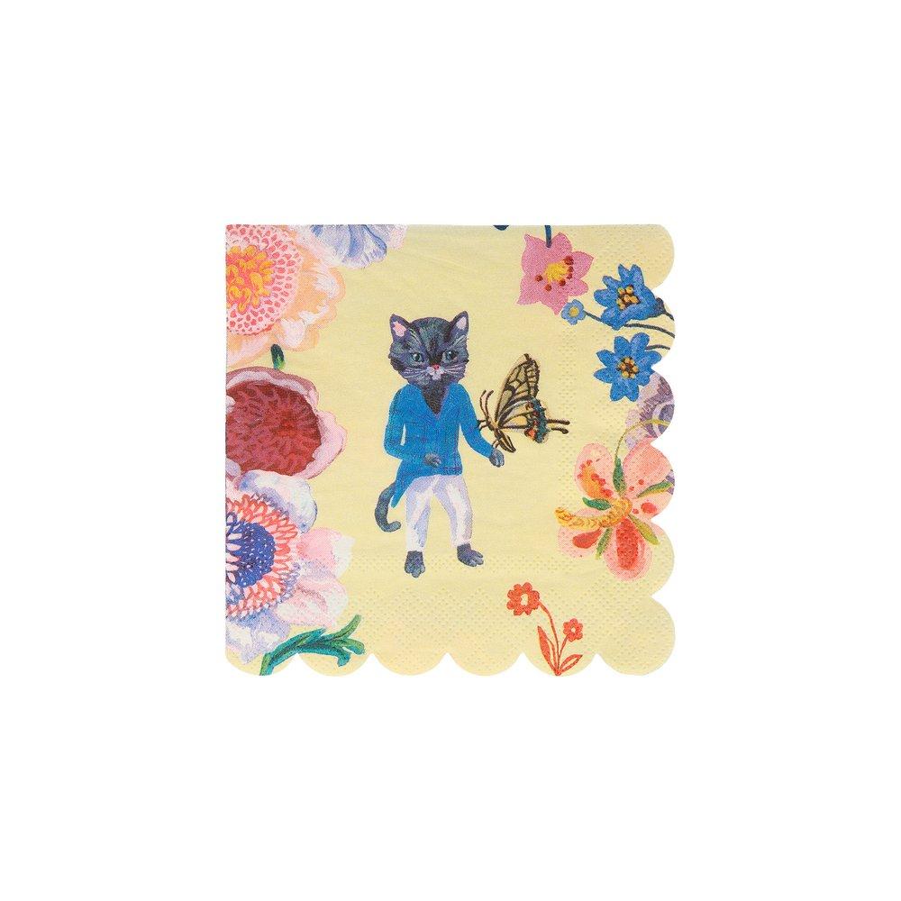 Nathalie Lete Flora Cat Small Napkins (set of 20)