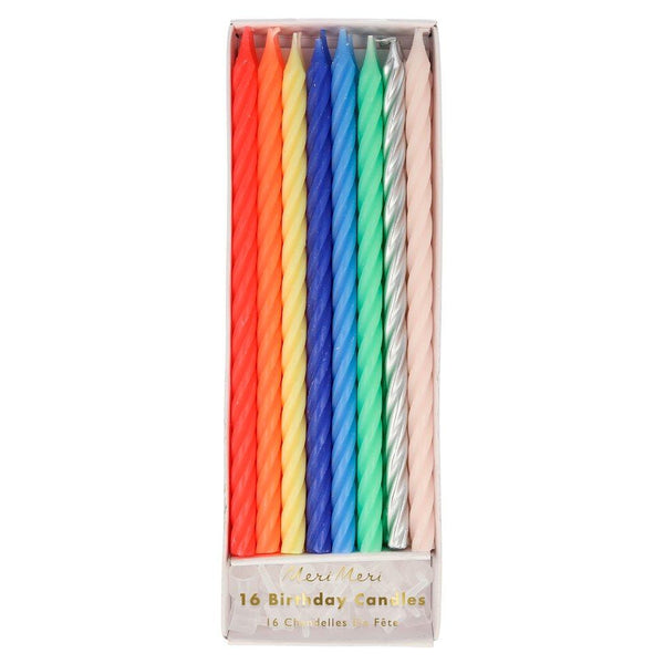 Multi Neon Twisted Candles (set of 16)