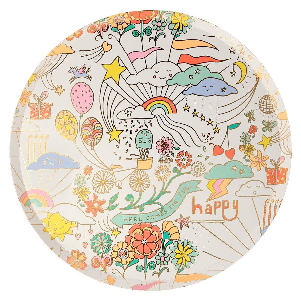 Happy Doodle Dinner Plates (set of 8)