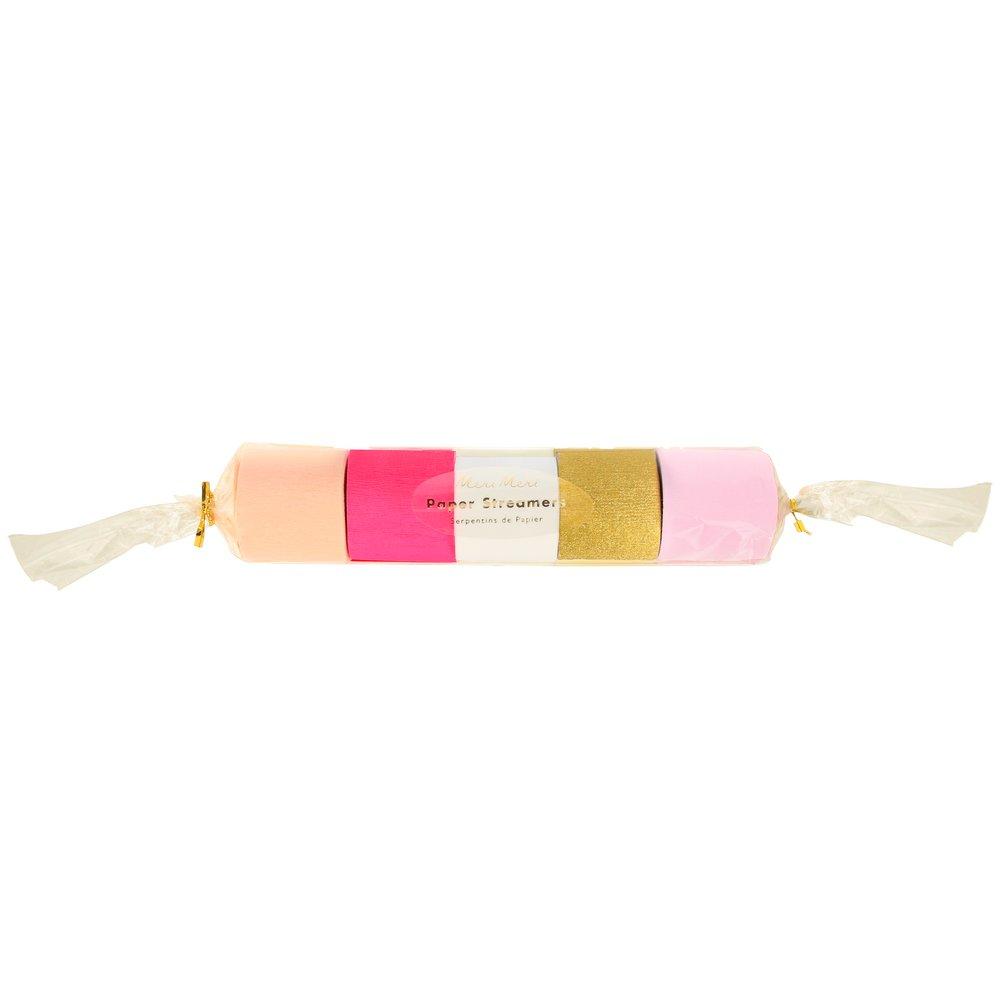 Pink Crepe Paper Streamers (set of 5)