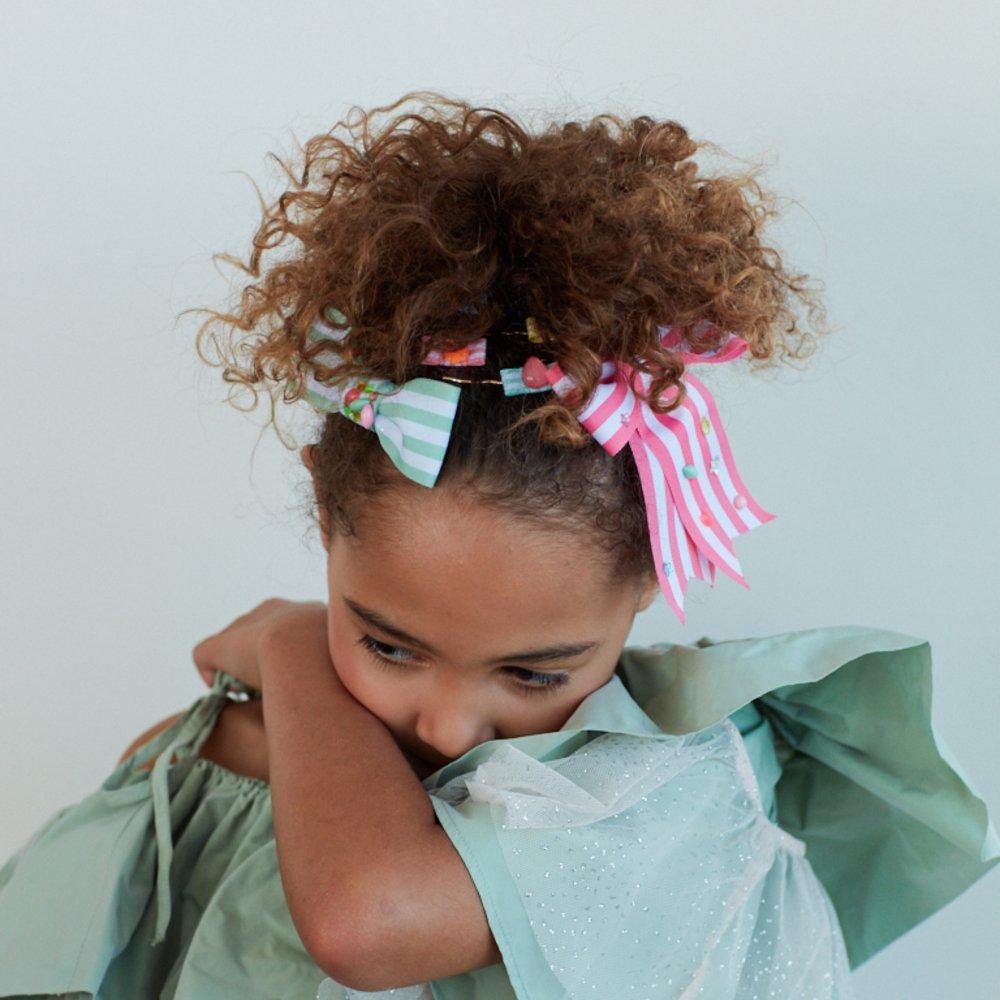 Pink Stripe Bow Hair Clip