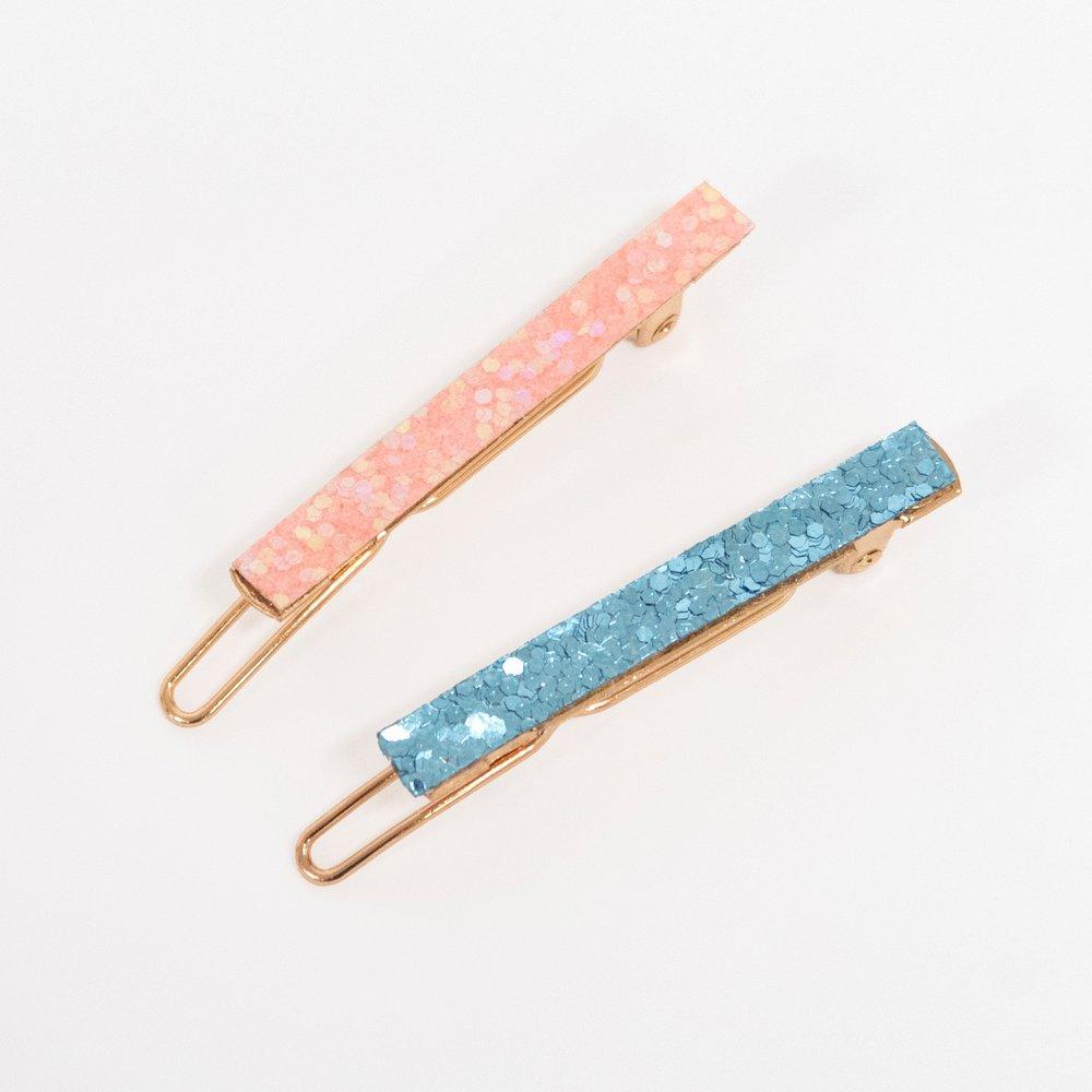 Glitter Rainbow Hair Clips (set of 6)