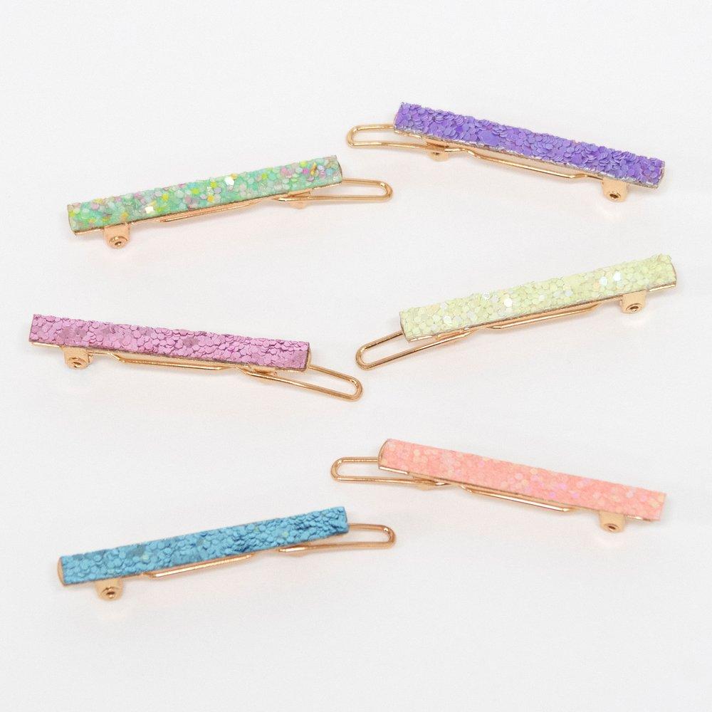 Glitter Rainbow Hair Clips (set of 6)