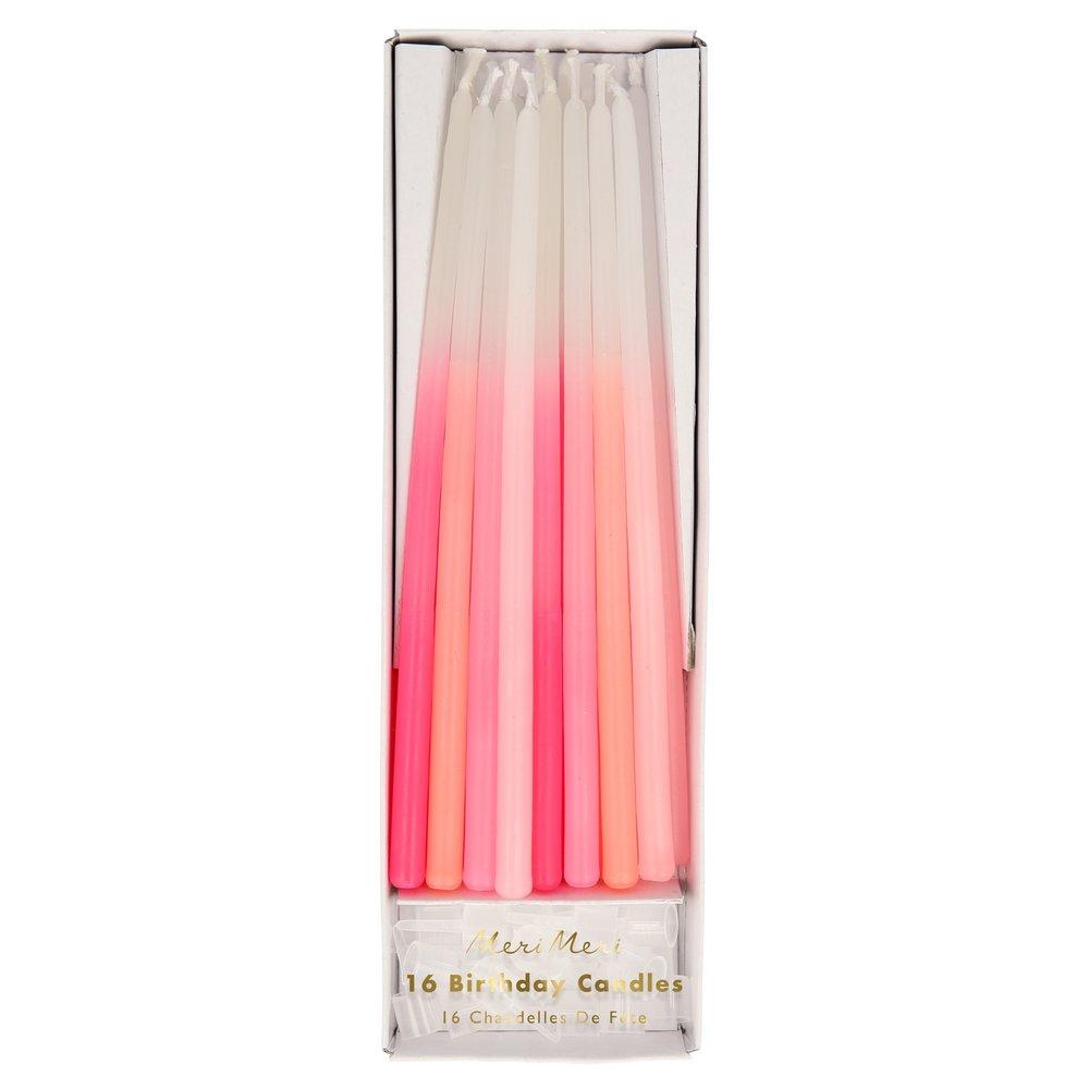 Pink Dipped Tapered Candles (set of 16)