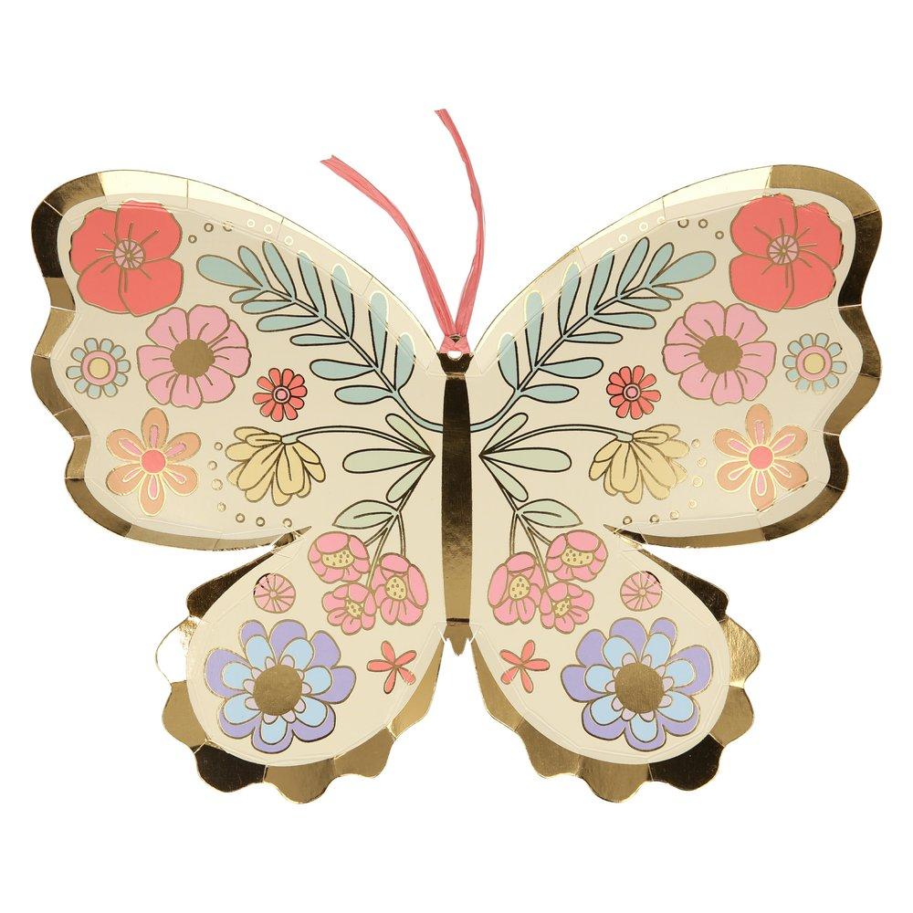 Floral Butterfly Plates (set of 8)