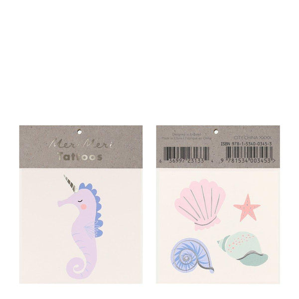 Seahorse & Shell Small Temporary Tattoos