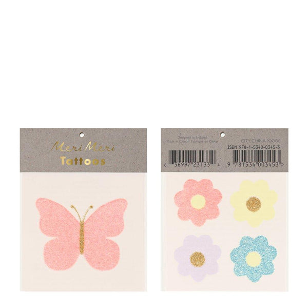 Floral Butterfly Small Temporary Tattoos