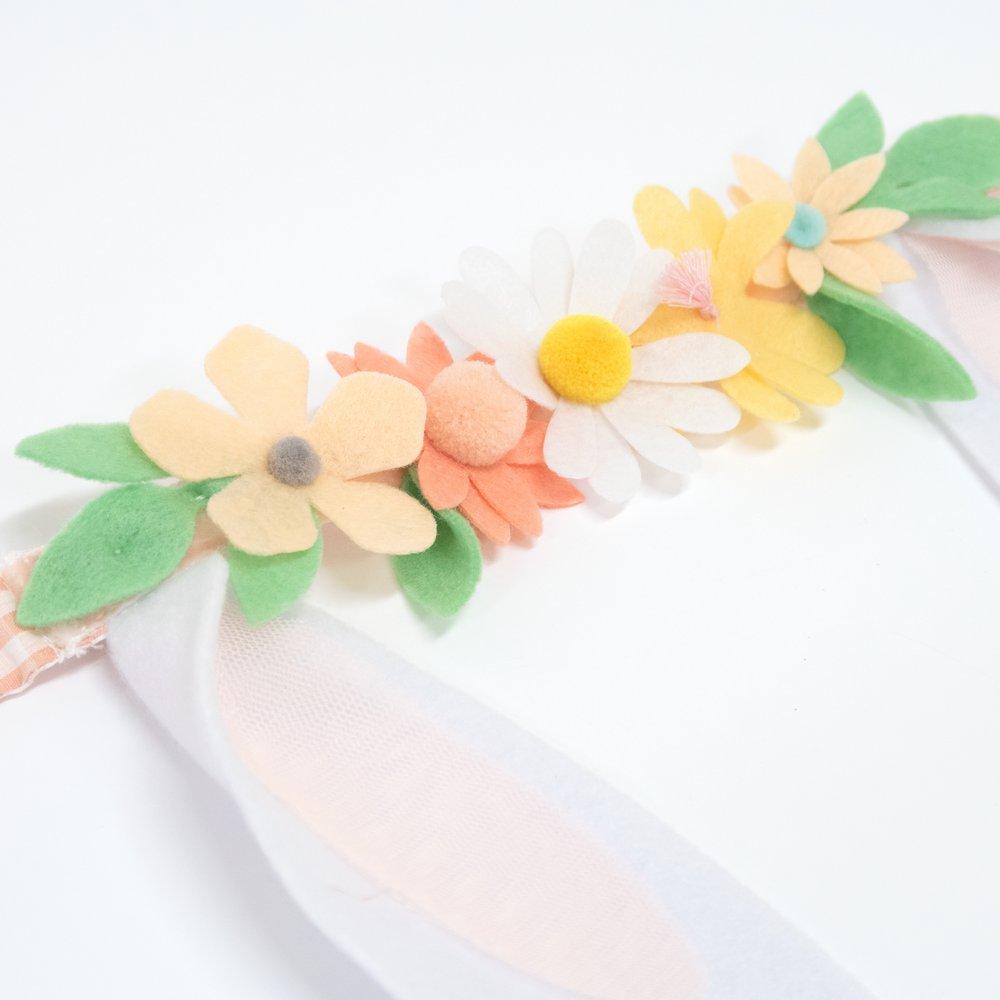 These floppy bunny ears are crafted from felt, and adorned with fabulous flowers. 