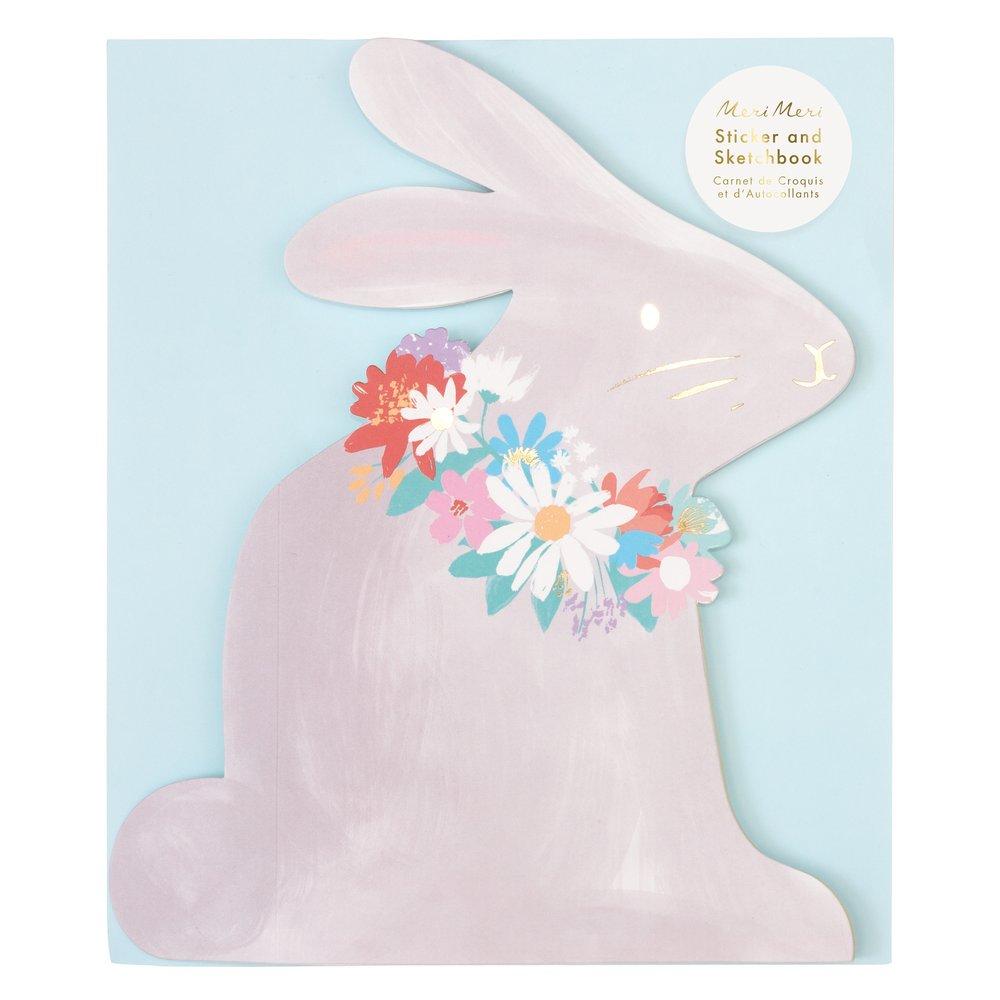 This bunny sticker books has 38 pages in total, with 32 coloured pages, and 6 pages of springtime stickers and alphabet letters. 