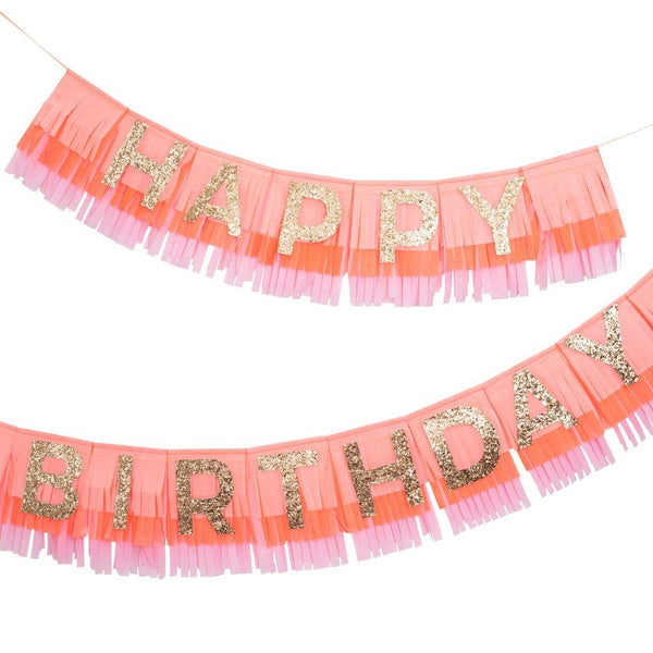 Pink Happy Birthday Fringe Garland