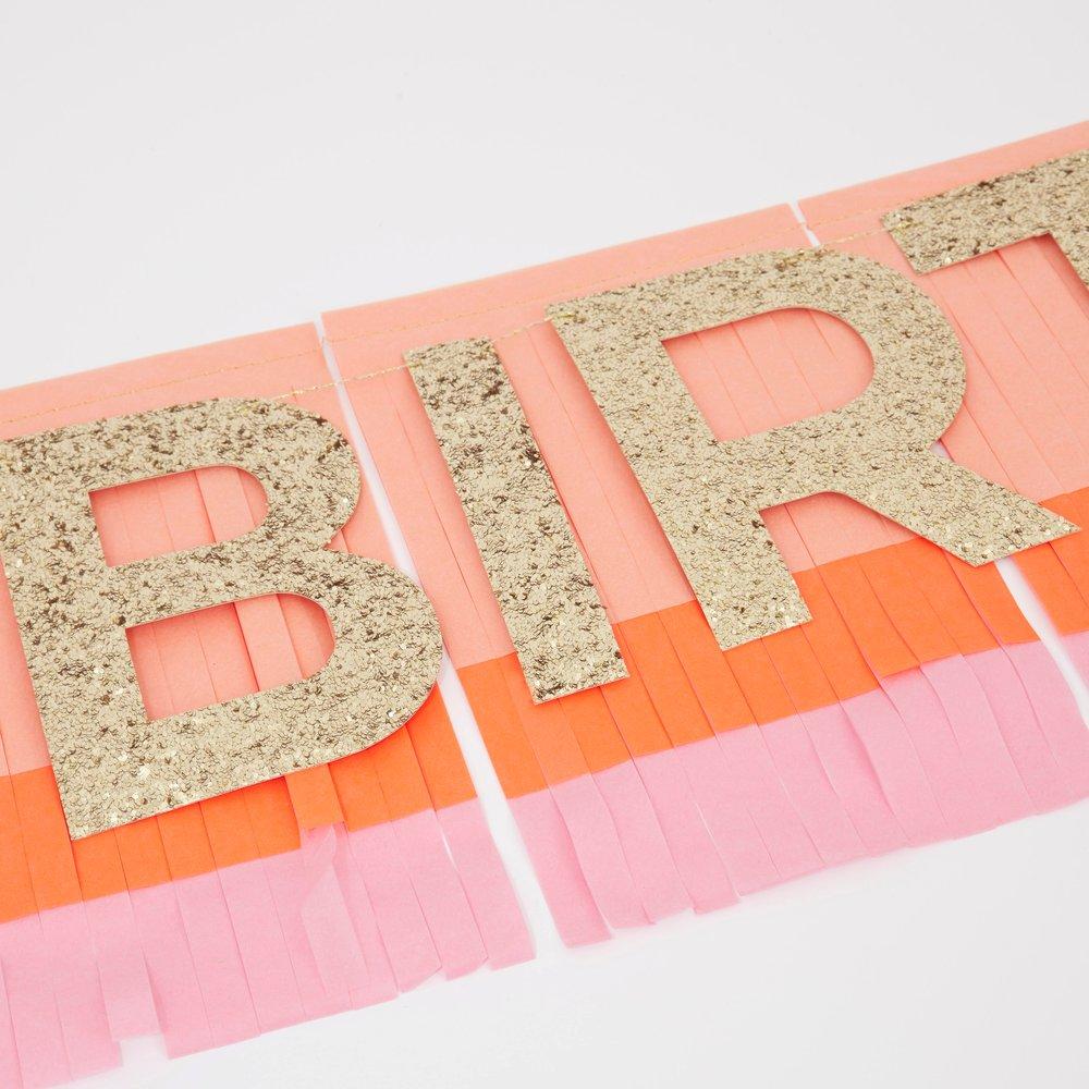 Pink Happy Birthday Fringe Garland