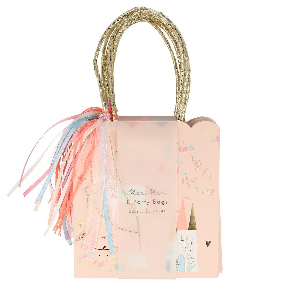 These beautiful party bags feature unicorns, swans and castles, with a scalloped edge and gold foil detail.