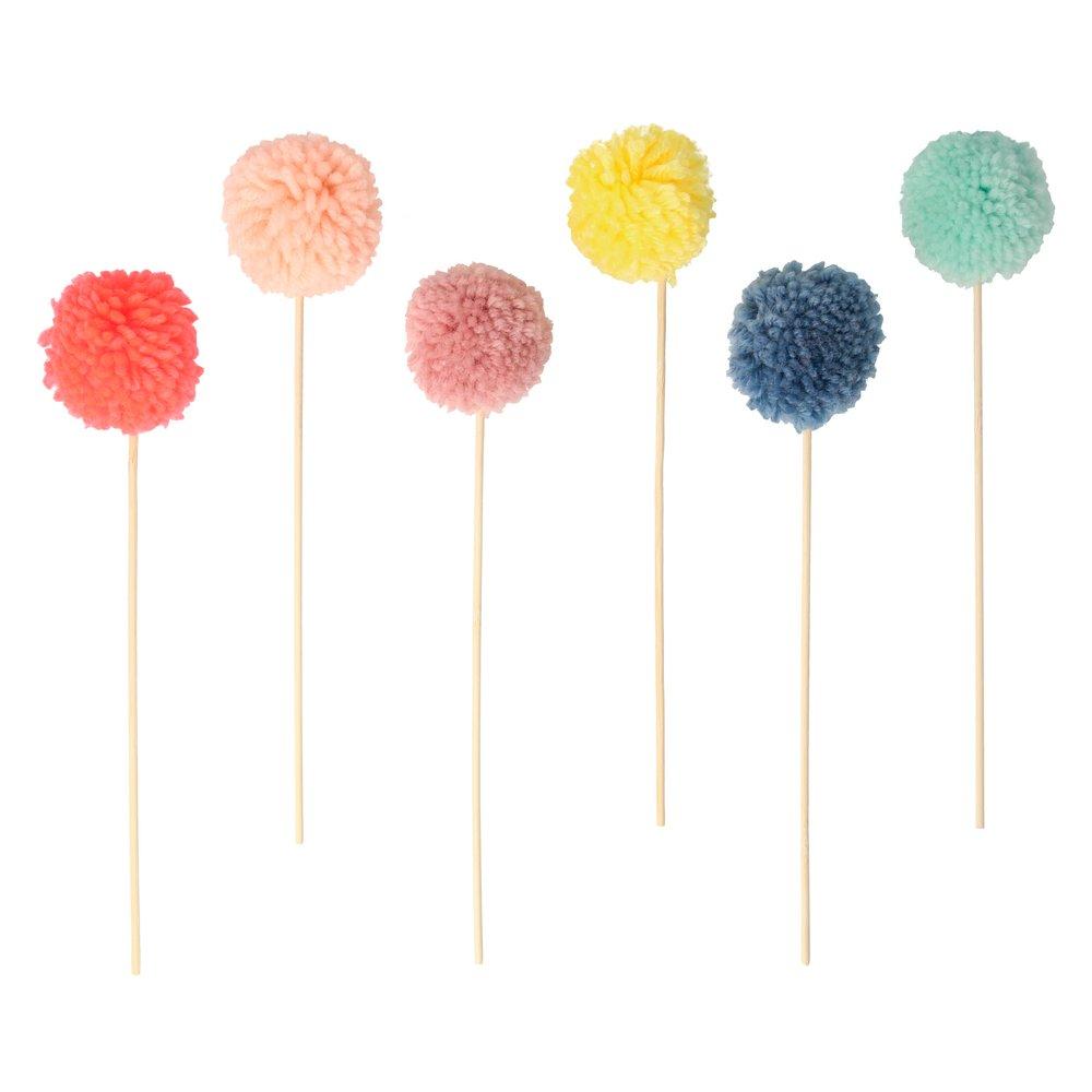 Multi Pompom Cake Toppers (set of 6)