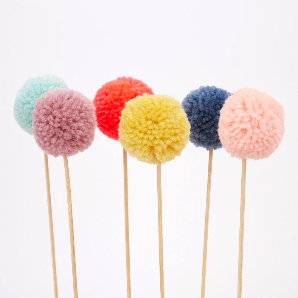 Multi Pompom Cake Toppers (set of 6)