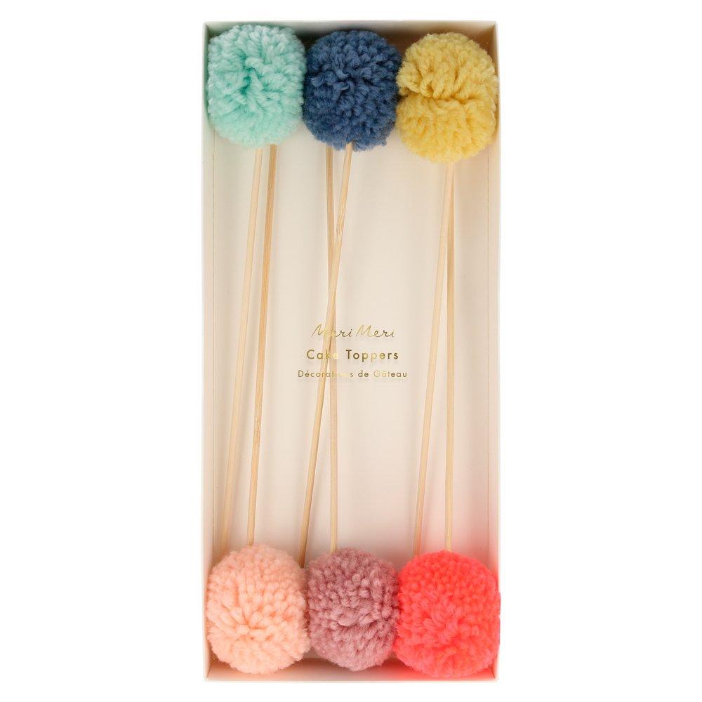 Multi Pompom Cake Toppers (set of 6)