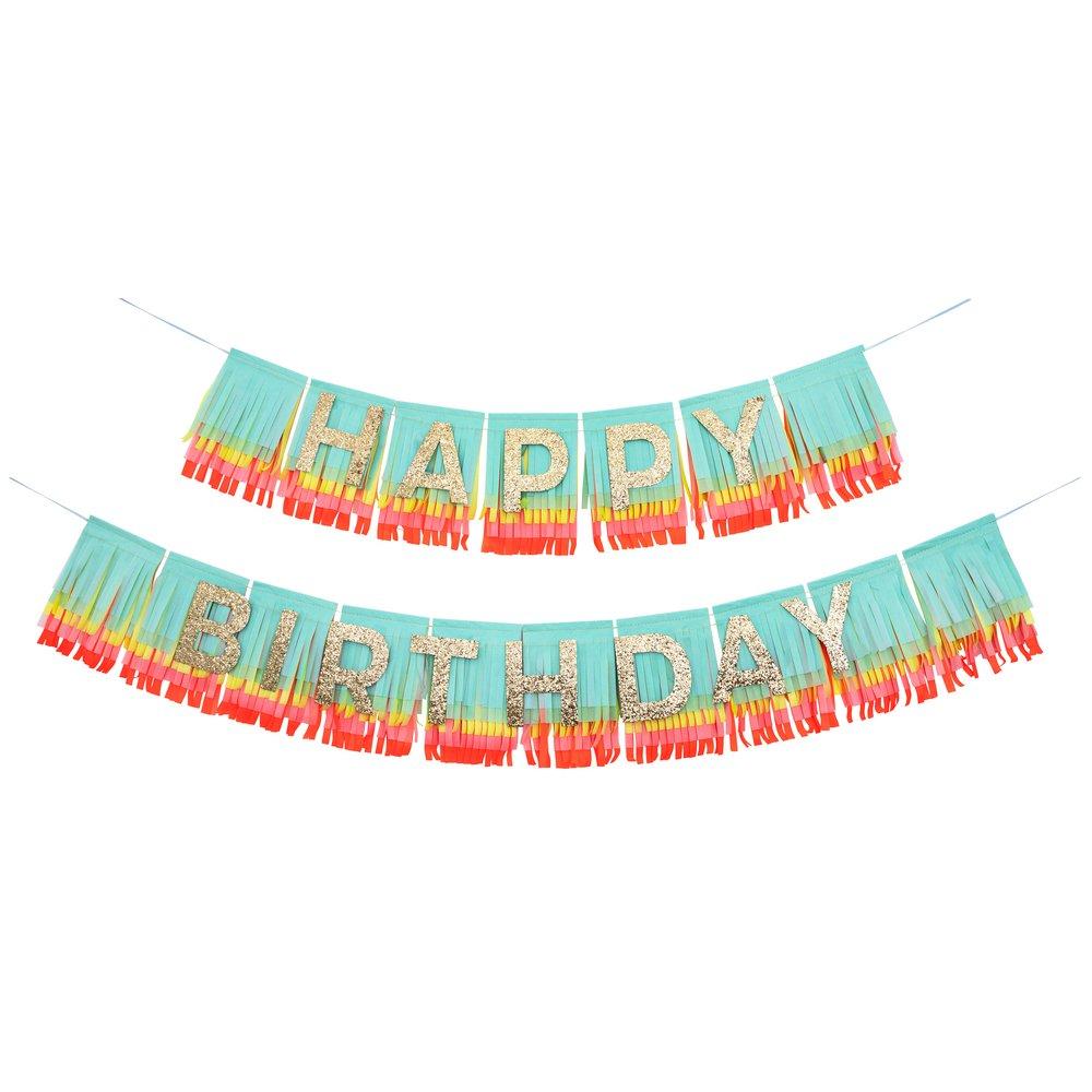 Rainbow Happy Birthday Fringe Garland