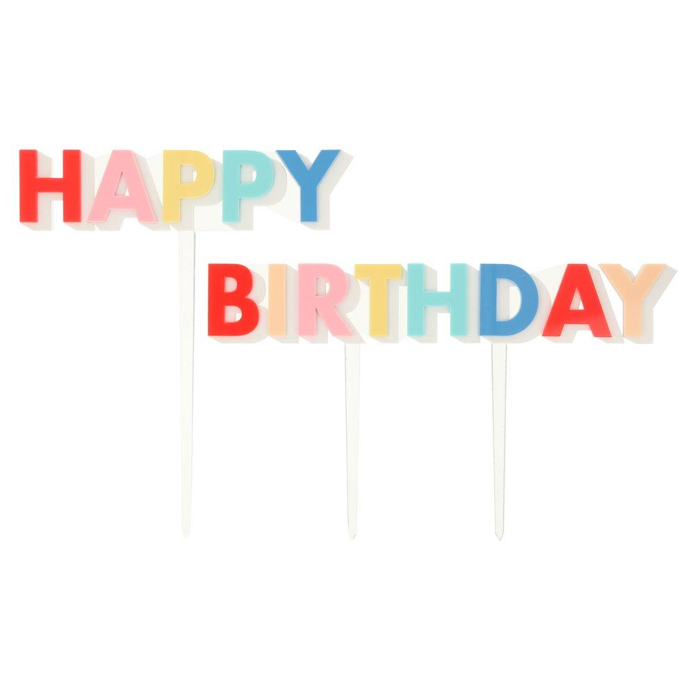 Happy Birthday Acrylic Cake Toppers (set of 2)