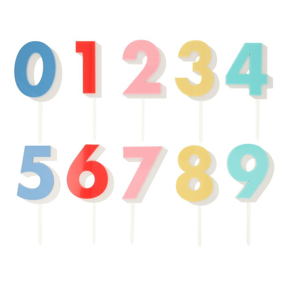 Rainbow Number Acrylic Toppers (set of 10)