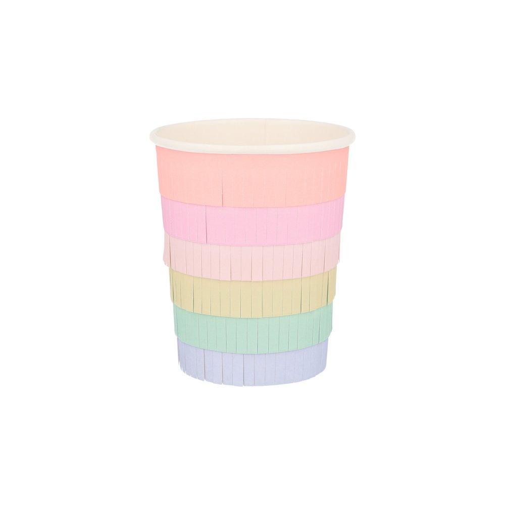 These rainbow party cups are crafted with bright layers of fringed tissue paper for a fabulous effect.  