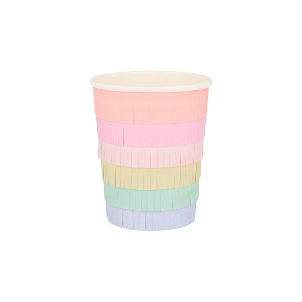 These rainbow party cups are crafted with bright layers of fringed tissue paper for a fabulous effect.  