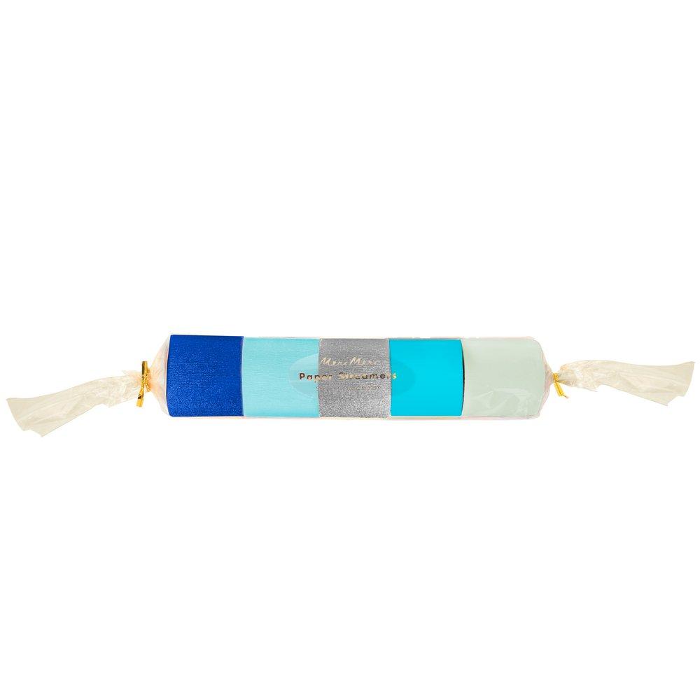 Blue Crepe Paper Streamers (set of 5)