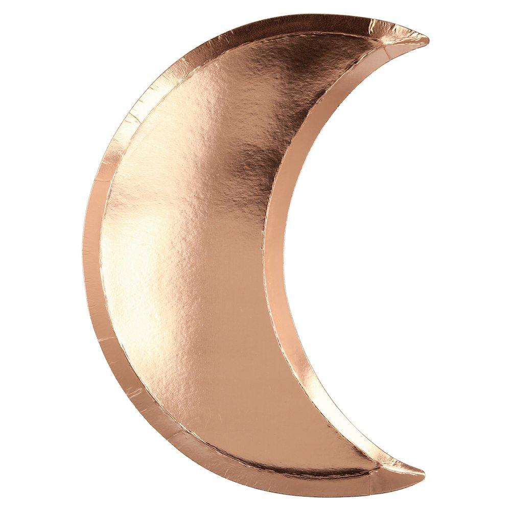 Your Halloween party food will look terrific on these shiny copper foil moon Halloween plates. 