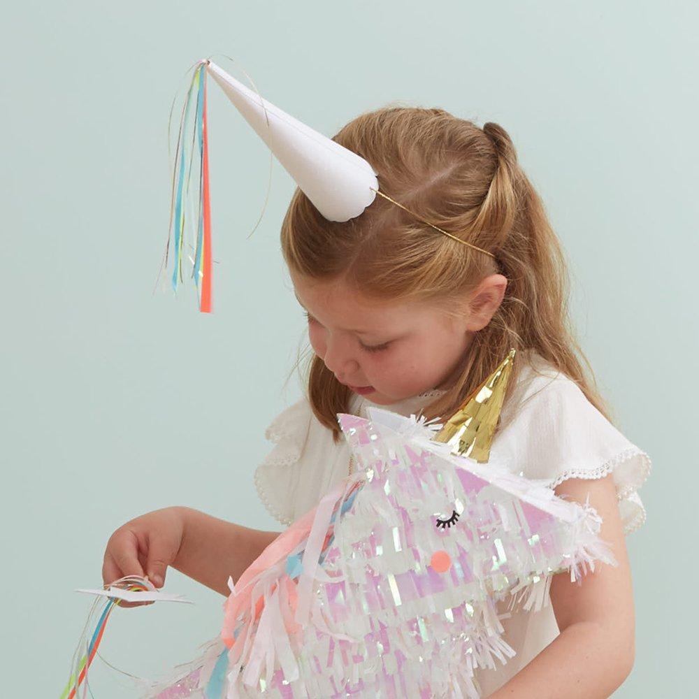 Make a unicorn birthday party special with these hats featuring ribbon tassels and crystal glitter detail. 