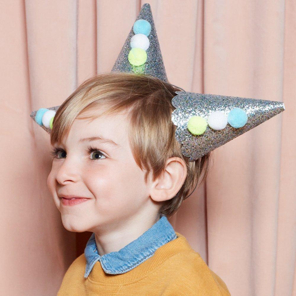 Silver Pierrot Party Hats (set of 8)